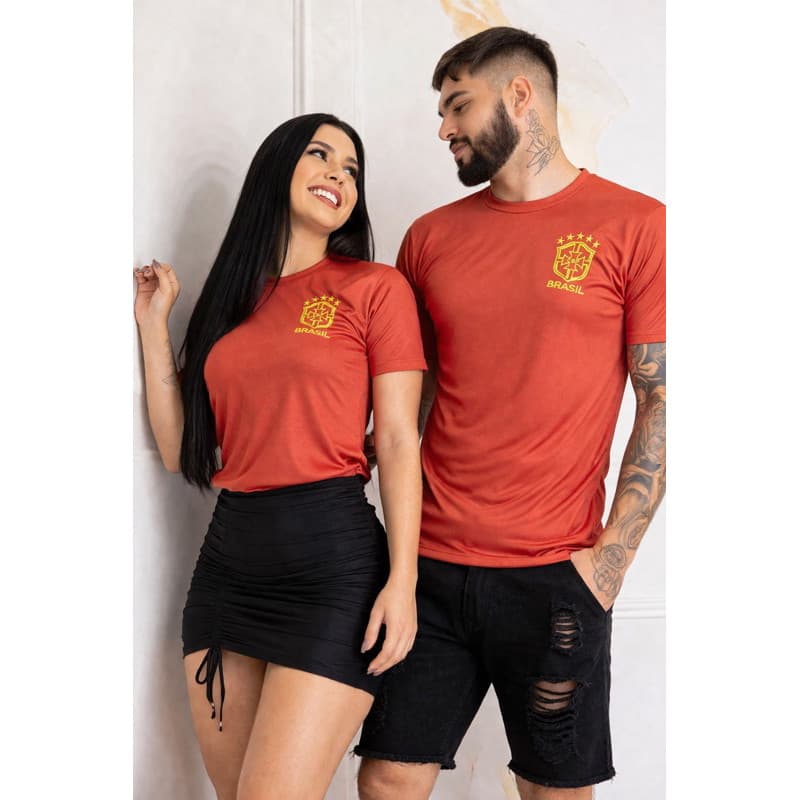 Kit 2 Camisa Brasil Blusa Casal 100% algodão