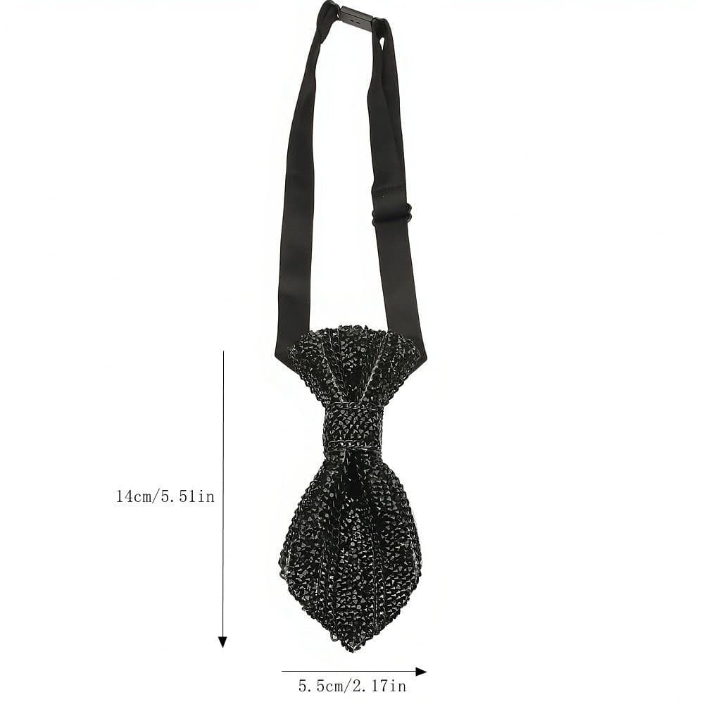 Gravatas De Cristal HOUR , Gravata De Pescoço De Strass Brilhante De Luxo De Comprimento Ajustável