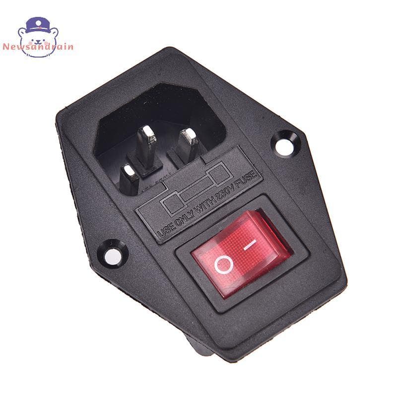 newsandrain Novo Plugue Macho De Entrada Ca De 3 Pinos Power Soet Com Interruptor De Fusível 10A 250V Agradável