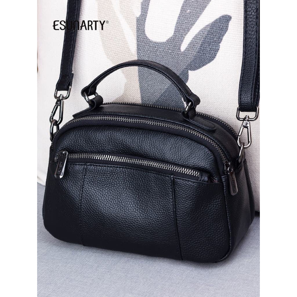 Bolsa mensageiro feminina de couro genuíno 2026 novo estilo High-End bolsa de couro macio Multi-camada de grande capacid