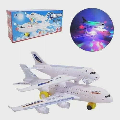 Avião Bate e Volta 3D light Airbus A380 Duplo com som e luz
