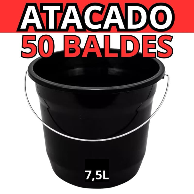 Balde Plástico 7,5L Premium Super Reforçado | Limpeza | Uso Doméstico - Alça Metal Atacado Kit até 50 Unid