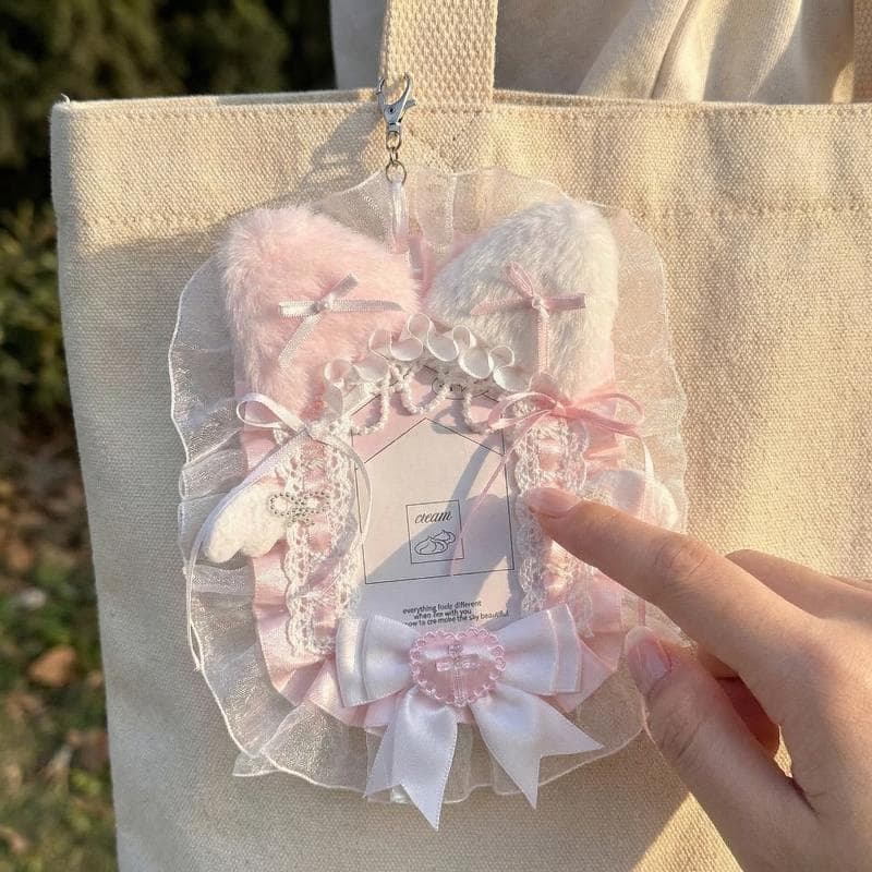 Decorador Macio Pelúcia Photocard Titular Com Renda Lolita Anime Estilo Para Kpop Ídolo Foto Protetor E Álbum Coletor No
