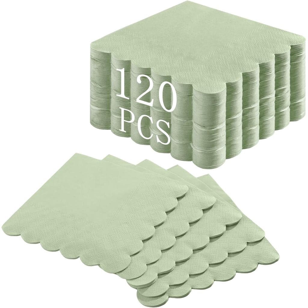 NatNarr 120 Peças de Guardanapos de Coquetel Verde Sálvia, Guardanapos Descartáveis para Sobremesas e Bebidas, Guardanap