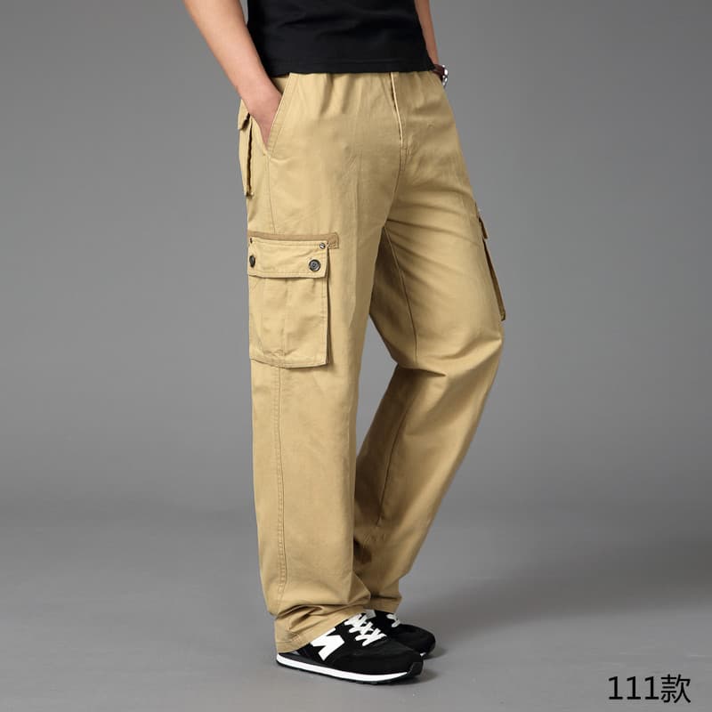 Primavera verão outono estilo jovens homens casuais Multi-bolso calças de algodão puro solto esportes engrossado macacão