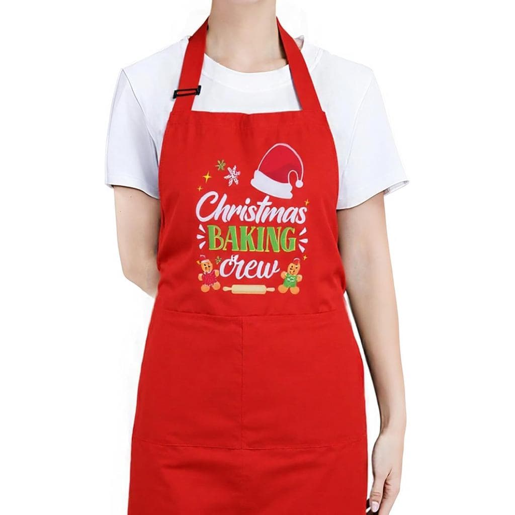 Avental Vermelho de Natal para Mulheres com 2 Bolsos, Aventais Macios, Duráveis e Impermeáveis para Cozinha, Presente de