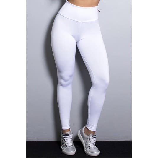 Legging Cotton Branca de Algodão Cintura Alta Leg para área da Saúde