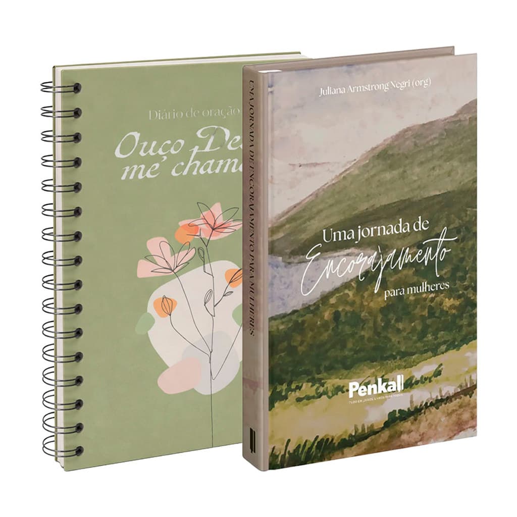 Kit Mulheres em Oração | Diário Flor Aquarela Verde + Jornada de Encorajamento Espiritual