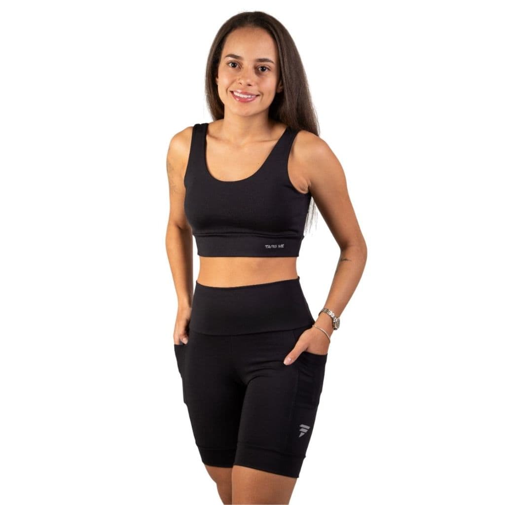 Conjunto Bermuda e Top Academia Targ Me Bojo Removível Short Feminino Fitness Ginástica Corrida