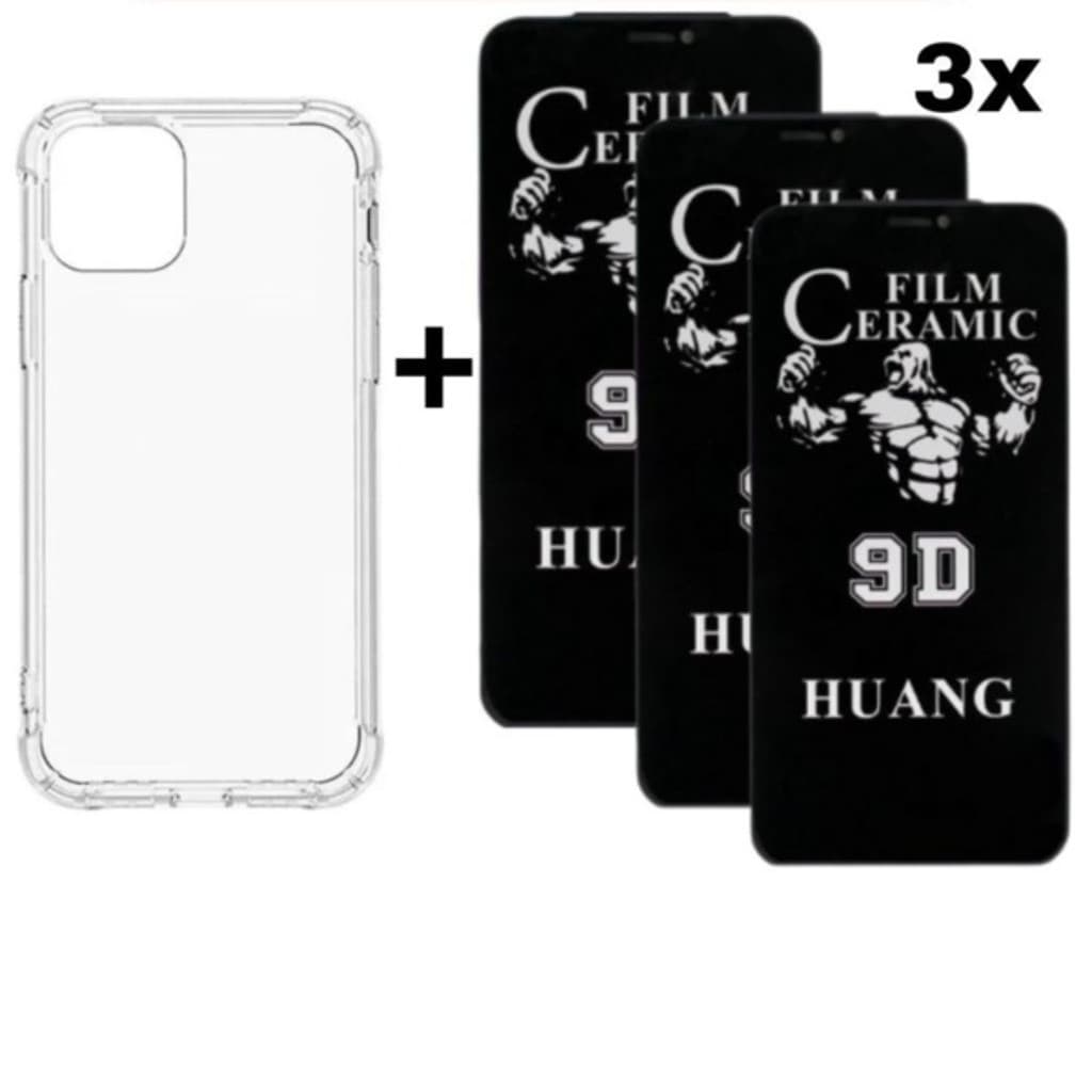 Capa TPU + 3X Película Cerâmica Privacidade iPhone X XS 11 12 13 14 15 16 Pro Max - NF