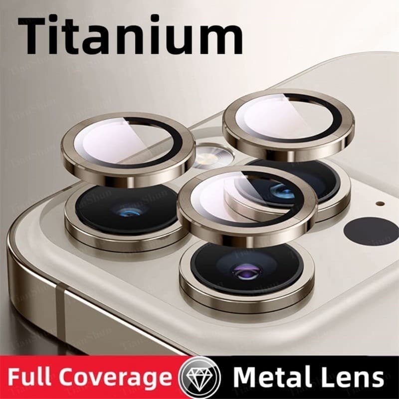 3 Unidades Protetor De Câmera De Metal De Cor Natural De Titânio Para iPhone 17 16 13 14 15 Pro Max Plus Película De Pro