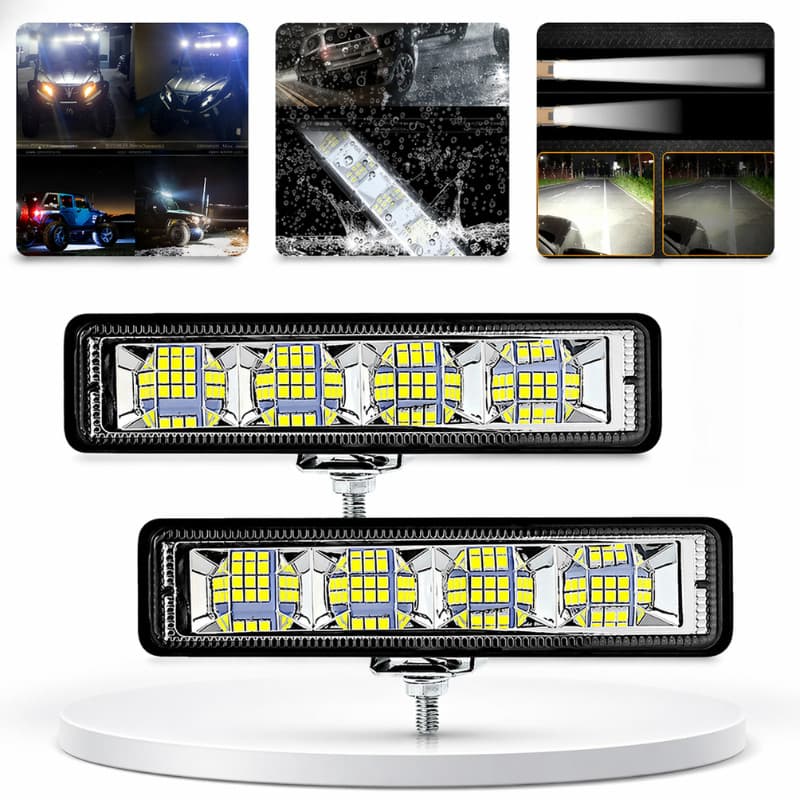 Farol Milha Retangular Slim Led 72w 12v 24v Universal