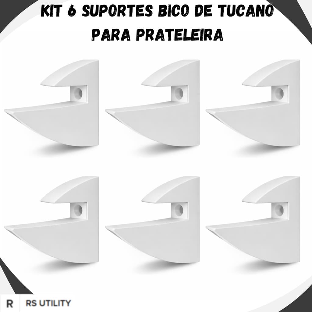 Kit 06 Suportes Bico De Tucano Para Prateleira De 15mm Suporte Invisivel We