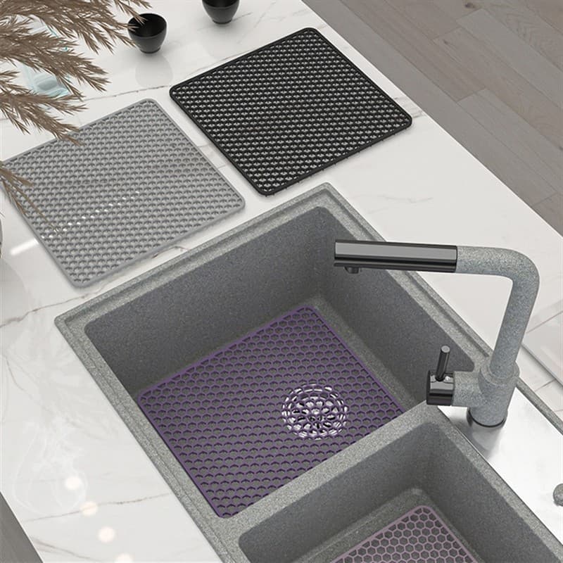 Tapete de pia oco cortável de Silicone, placa de drenagem de cozinha, proteção para pia de lavar louça, antiderrapante,