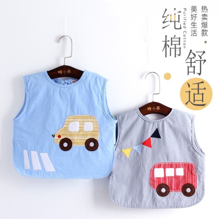Macacão meninos babadores do bebê algodão puro carros das crianças à prova dwaterproof água Saliva bolsos bolsos bolsos