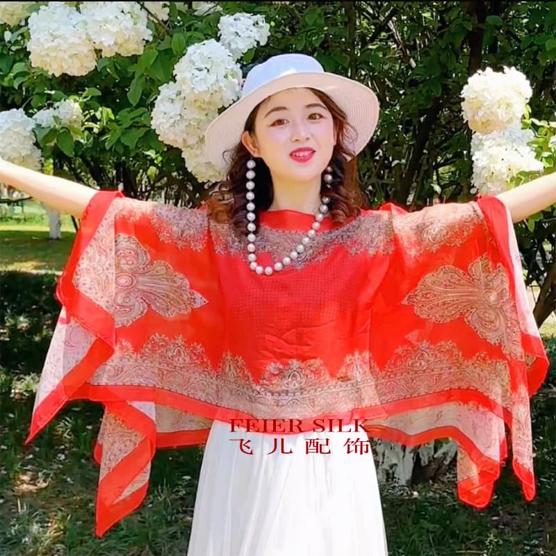 Verão fino xale feminino pérola fivela novo estilo na moda All-Match Chiffon camisa Seaside manto protetor solar toalha