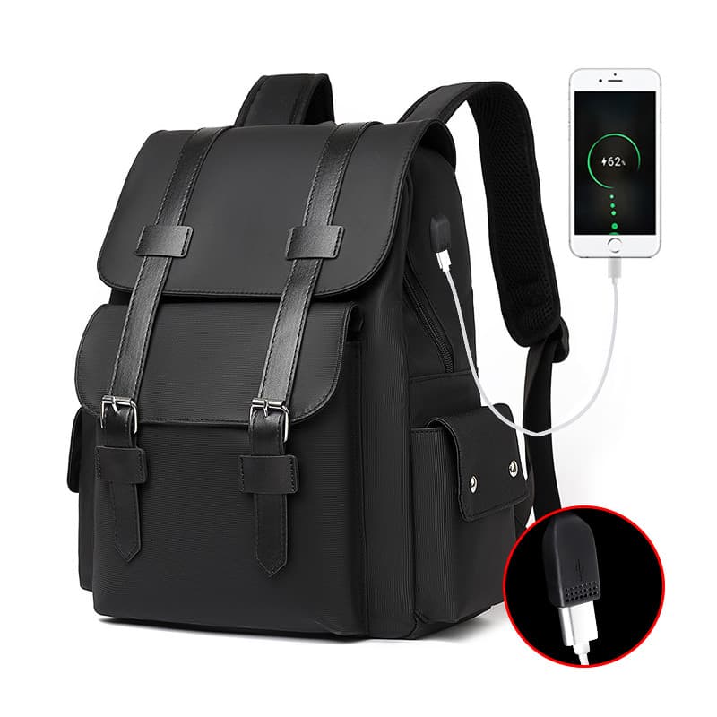 Mochila Masculina Minimalista Cor Lisa Multifuncional De Viagem De Grande Capacidade Negócios Com Porta USB