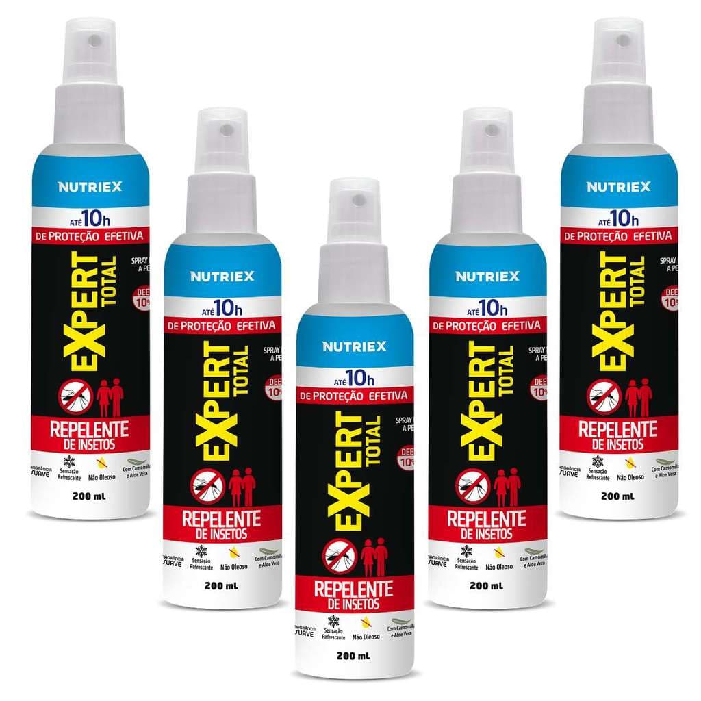 Kit 5 Repelentes Spray De Insetos Expert Total  10 horas 200ml Nutriex