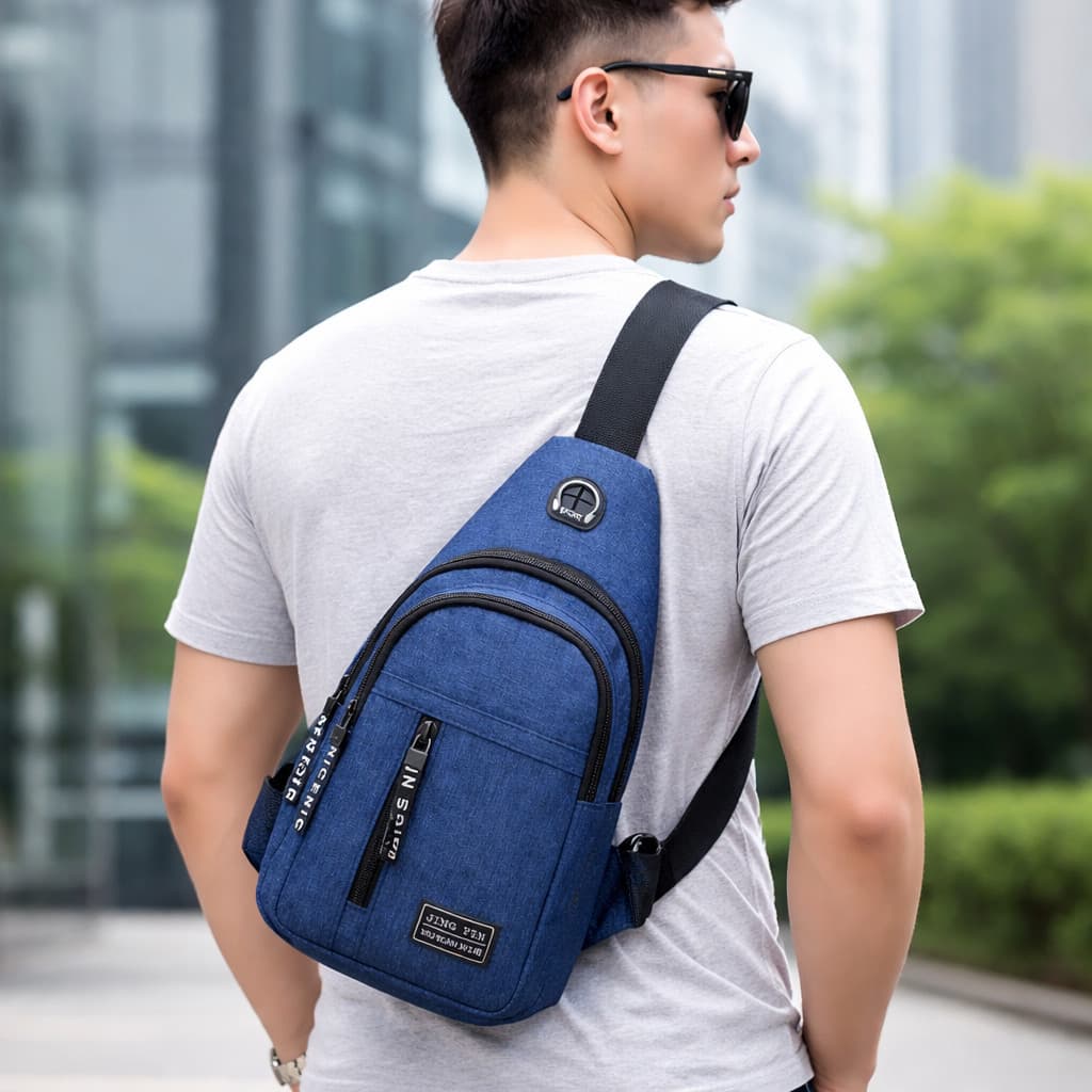 Shoulder Bag Masculina Bolsa Transversal Anti-Furto Impermeável Pochete Peitoral Pequena Para Viagem Academia Moto
