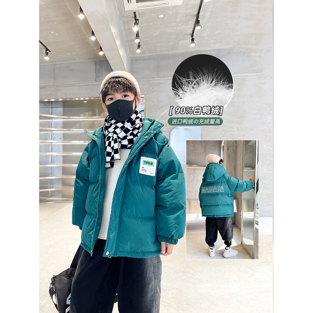 Meninos para baixo jaqueta inverno 2025 novo estilo roupas infantis grandes crianças verde roupas de inverno crianças en