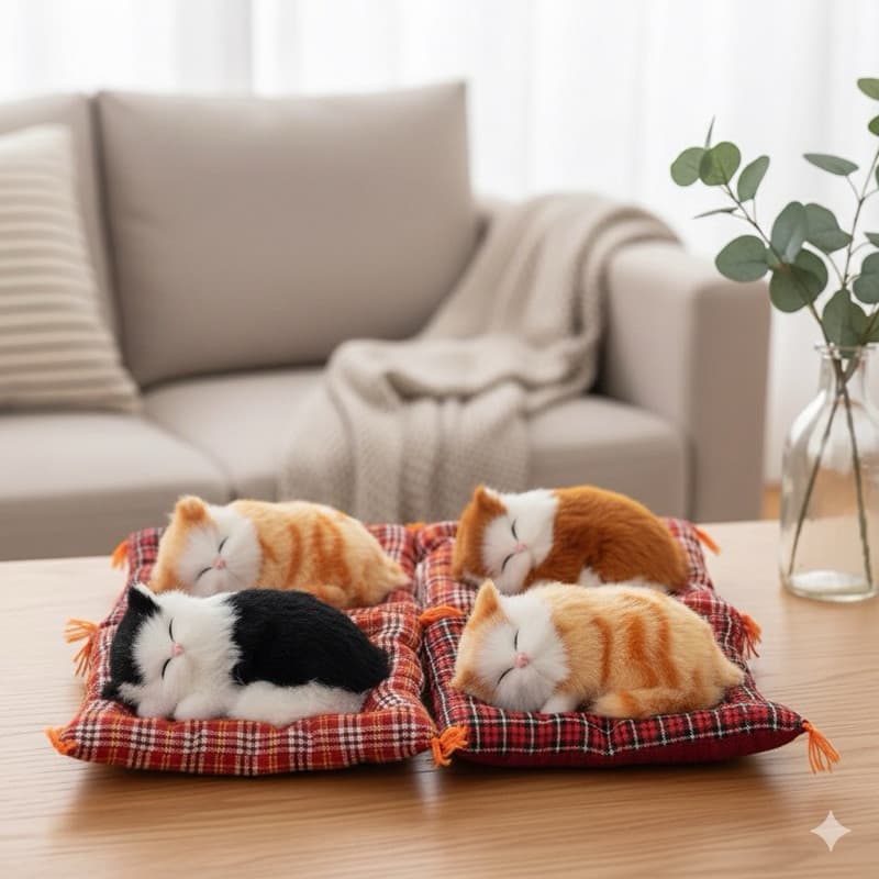 Bonecos de Pelúcia de Animais, Brinquedos de Gato Dormindo, Colecionáveis Infantis