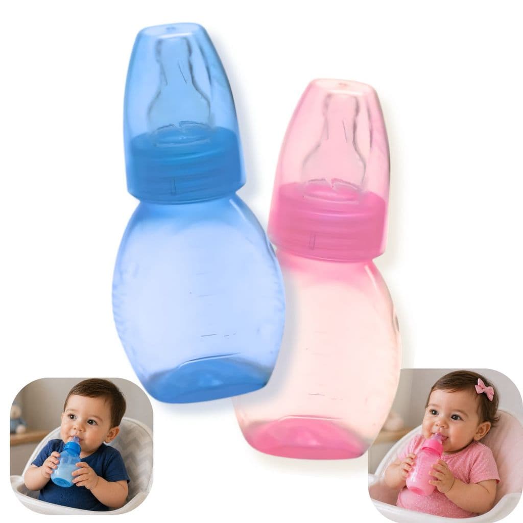 Mamadeira Chuqinha 80ML C/ Bico Redondo Silicone Livre Bpa - Azul ou Rosa