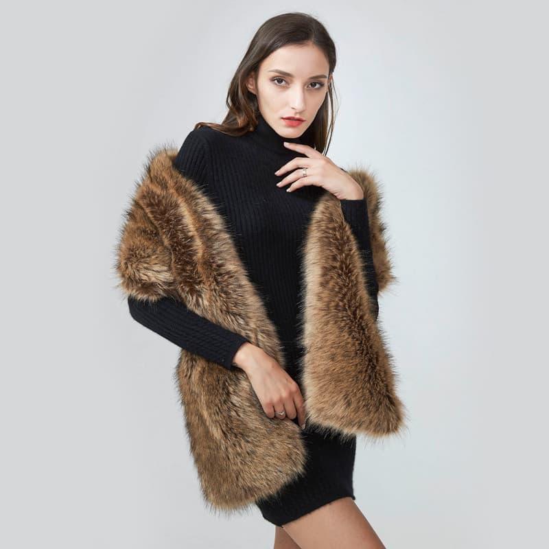 Outono inverno Super longo imitação de pele de guaxinim xale pele vestido de noite de noiva engrossado grande manto cach