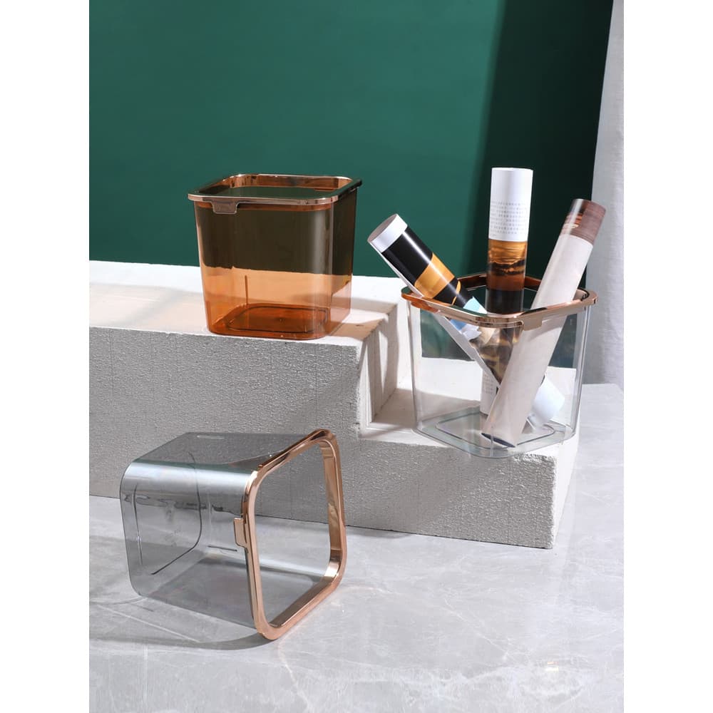 Lixeira de mesa luz luxo Nordic cozinha simples e moderno escritório pequeno doméstico transparente cabeceira influencia