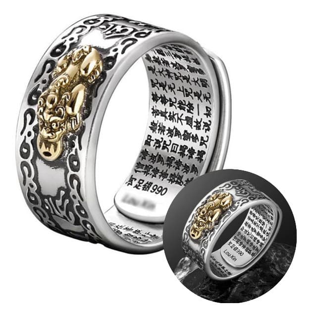 Anel Feng Shui Pixiu Budismo Equilibrio Atrai Sorte Prosperidade Sucesso Amor Riqueza Fortuna