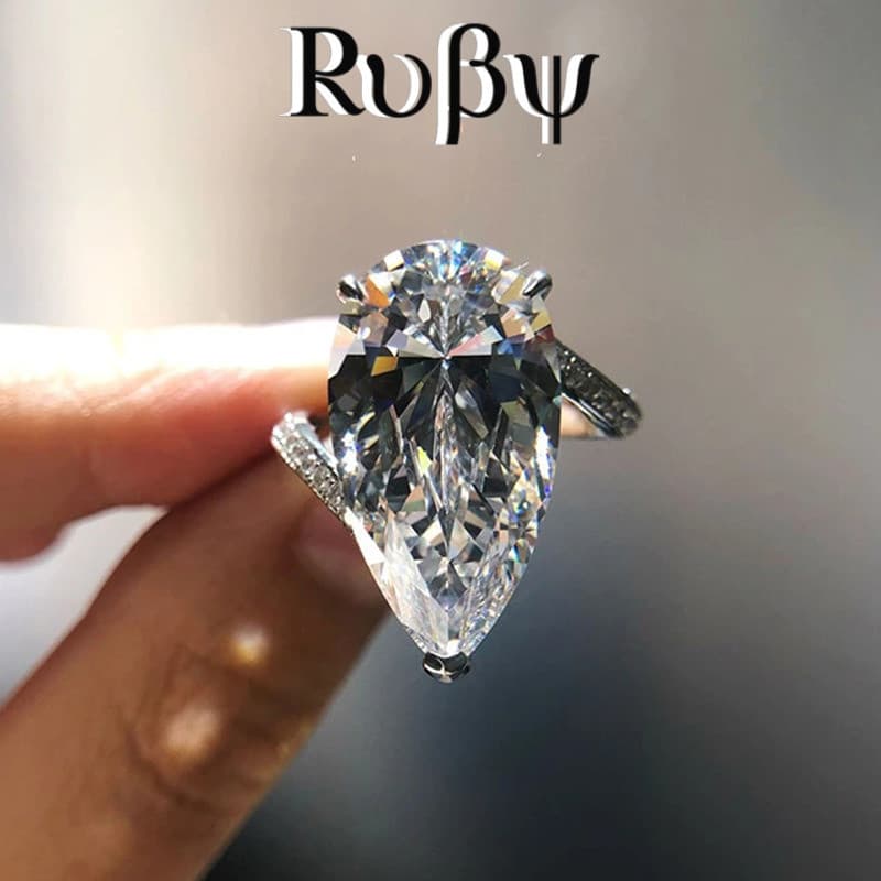 Rubi * incrustado 9*19 em forma de pêra anel de zircão em forma de gota feminino europeu americano criativo novo estilo