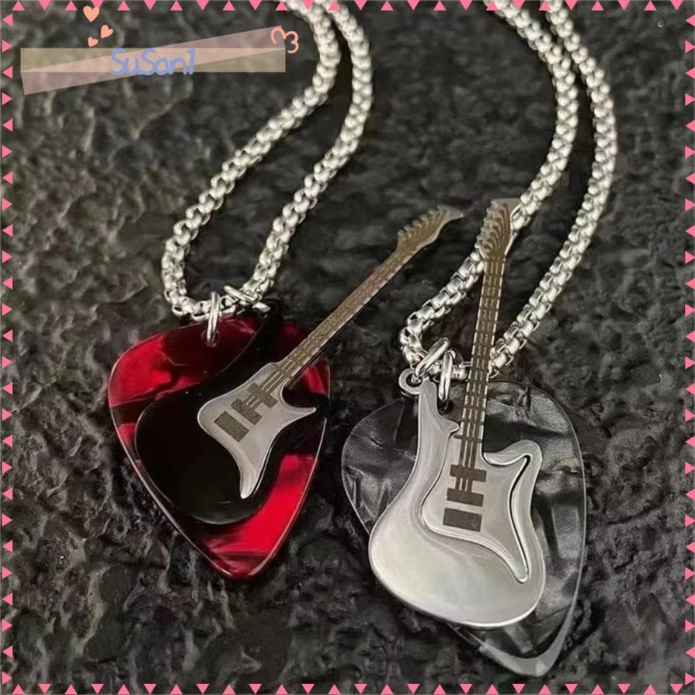LUCKY-SUSAN1 Colar Pendente De Palheta De Guitarra , Joias Unissex De Aço Inoxidável , Hombre