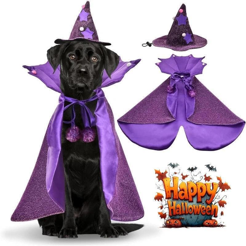 Halloween Cão Gato Vampiro Traje Místico Assistente Pet Manto Cosplay Capa Para Cães Pequenos Médios Grandes