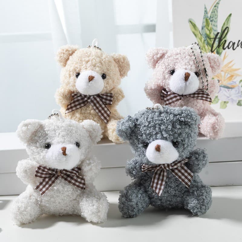 Bonito Dos Desenhos Animados Mini Gravata Borboleta Urso De Pelúcia Curto Brinquedo Chaveiro Pingente