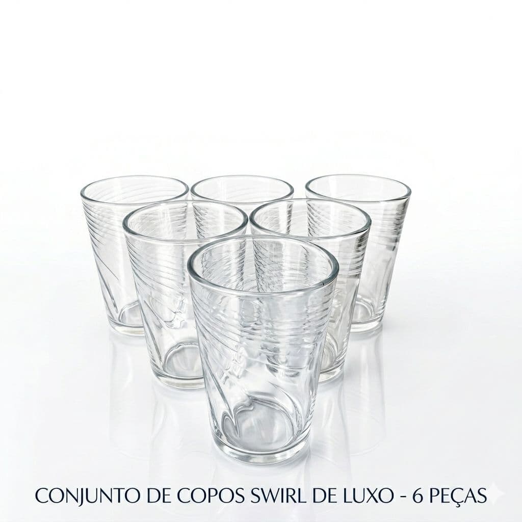 Conjunto Kit 6 Copos Lineas em Vidro 190ml - Altura 9,5cm / Espessura 4mm