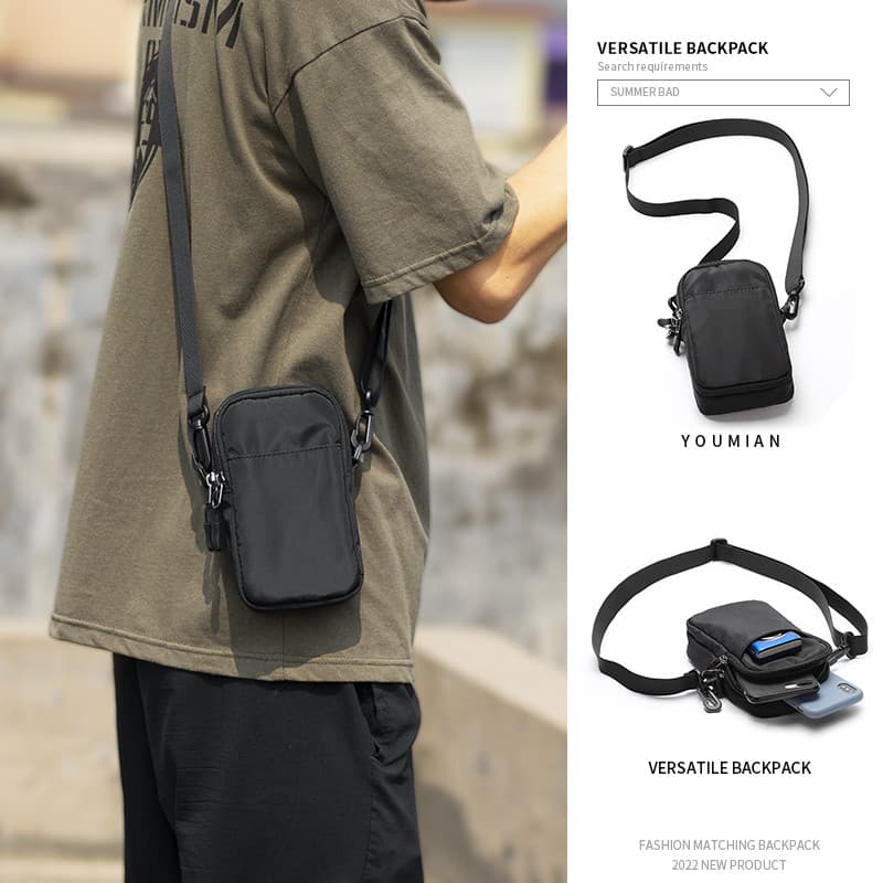 Homens Casual saco do mensageiro saco do telefone móvel multifuncional cintura saco na moda leve Mini mochila bolsa de o