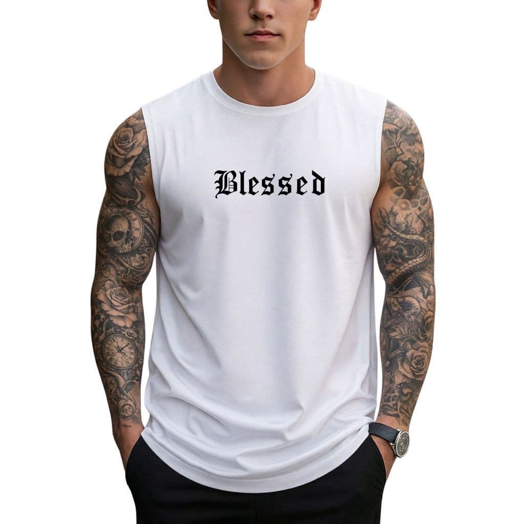 Regata Camiseta Cavada Masculina Estampa Blessed Estilo Streetwear Algodão Envio Imediato Lindo Produto