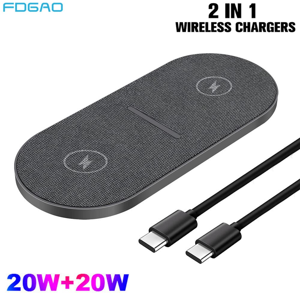 Almofada De Carregamento Sem Fio 2 Em 1 40W Para IPhone 14 13 12 11 XS XR X 8 Airpods Pro 3 Dual 20W Type C Tapete De Ca