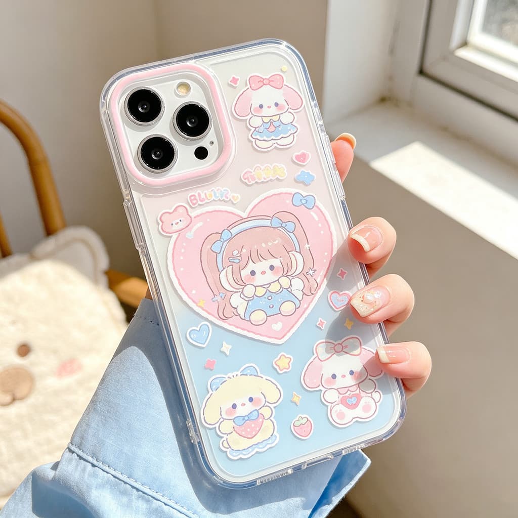 Capa de Celular cartum Linda Caso de telefone mulher capinha capinha iphone Pintura para iPhone XR até 17 Pro Max