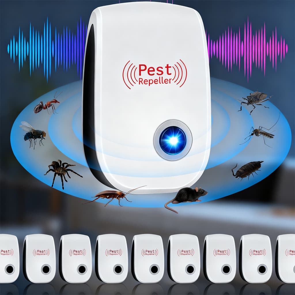 Kit repelente eletrônico de mosquitos, com 4 peças, oferece proteção completa.