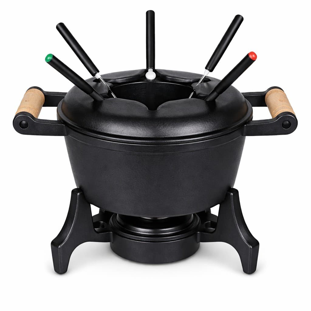 Conjunto Servir Fondue De Ferro Fundido Com Garfos Fogareiro 6 garfor