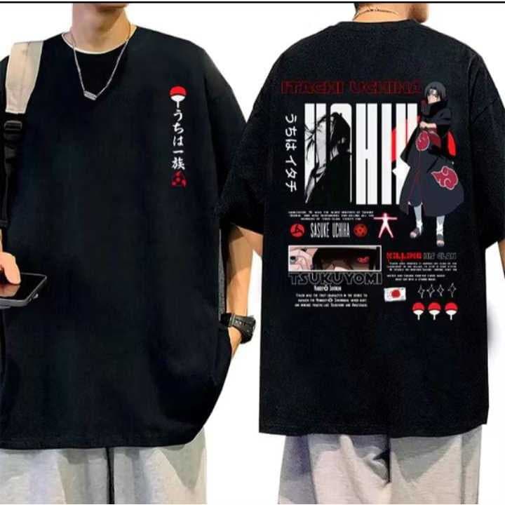 [Camiseta Premium em Algodão Puro]VU Camiseta Básica Anime Naruto Itachi Camisa 100% Algodão Streetwear Lançamento