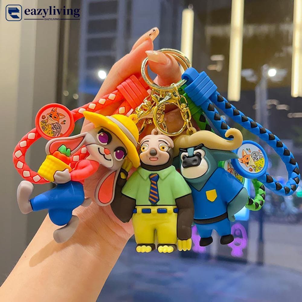EAZYLIVING Anime Zootopia 2 Figura Bonito Kawaii Animal Chaveiro Saco Charme Para Mochila Bolsa Acessórios Chave Do Carr