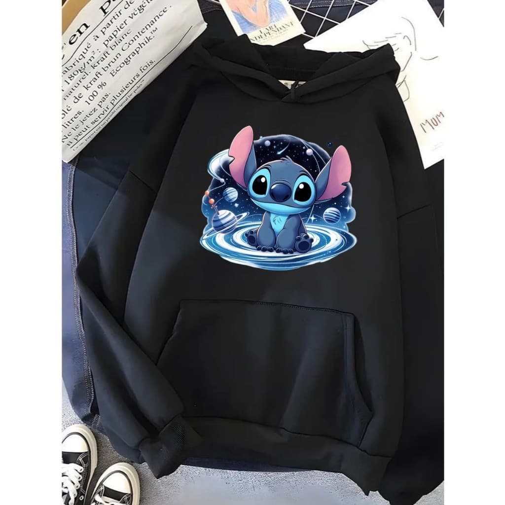 Moletom Canguru Unissex Lilo Stitch Casaco Blusa De Frio Blusão Capuz Algodão Premium