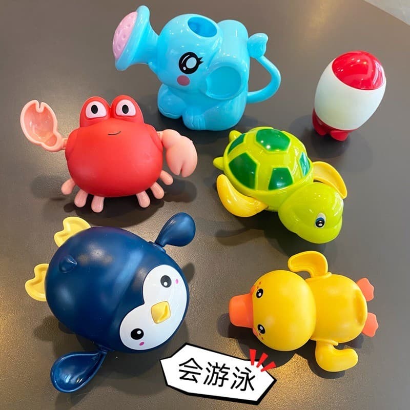 Brinquedo de banho infantil em forma de tartaruga, brinquedo de puxar para bebês, brinquedo aquático em forma de carangu