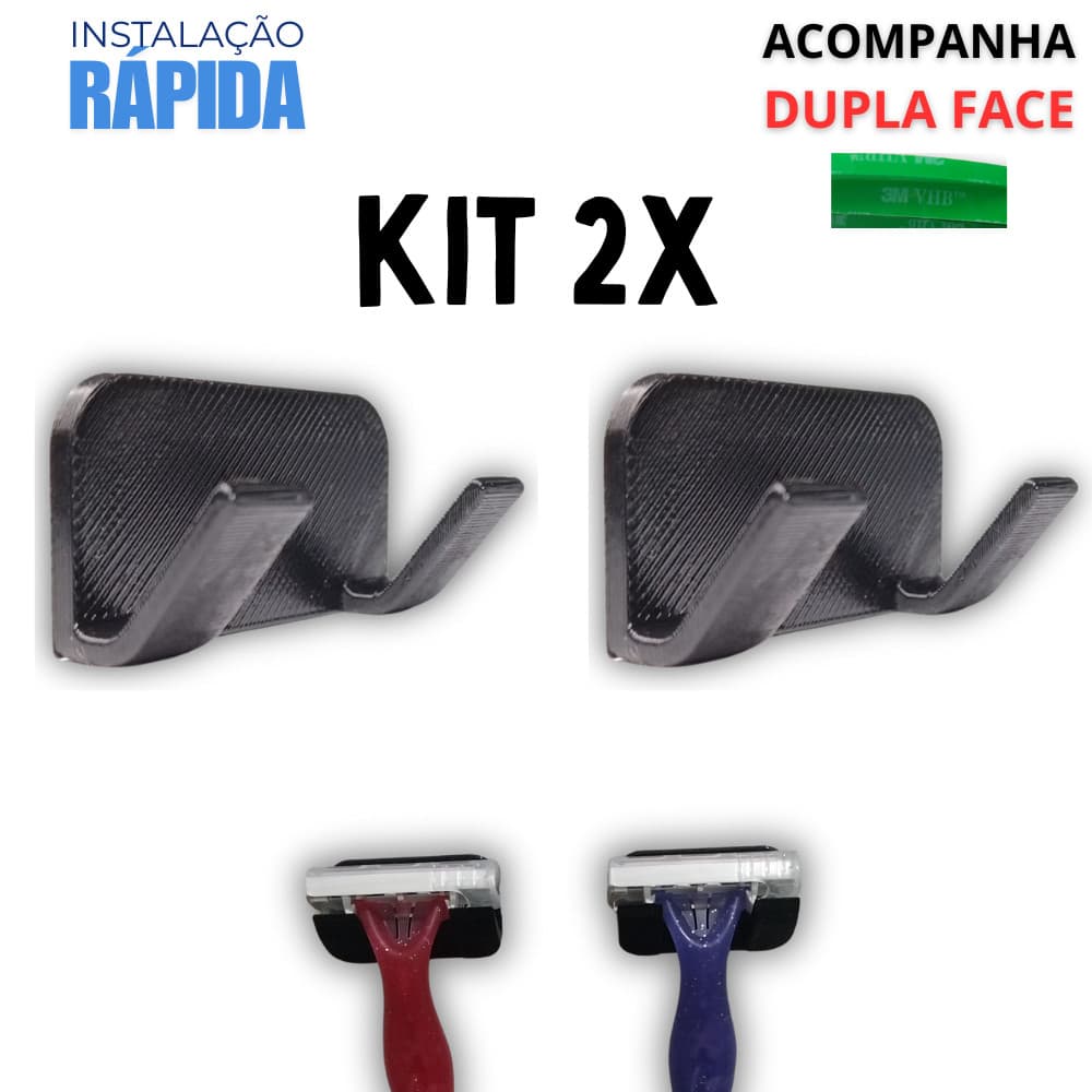 KIT 2 Suporte para Barbeador com Adesivo - Instalação Rápida Banheiro