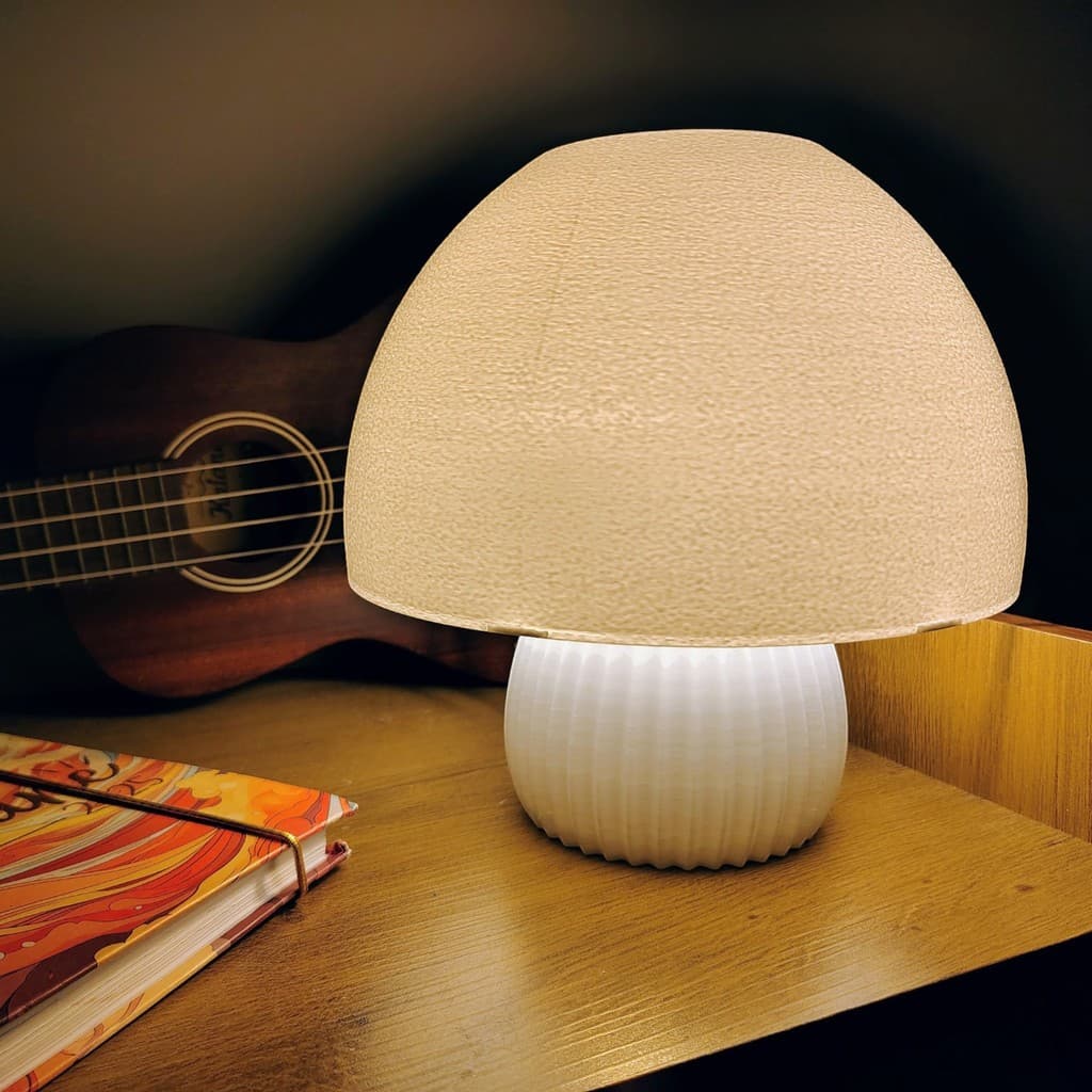 Abajur Cogumelo Retrô LED Bivolt CREMINI Luminária Decoração Mesa Quarto Cabeceira Sala Escritório