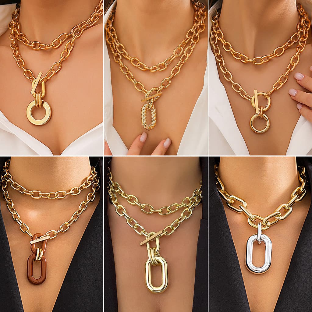 Colar multicamadas, corrente de clavícula feminina elegante