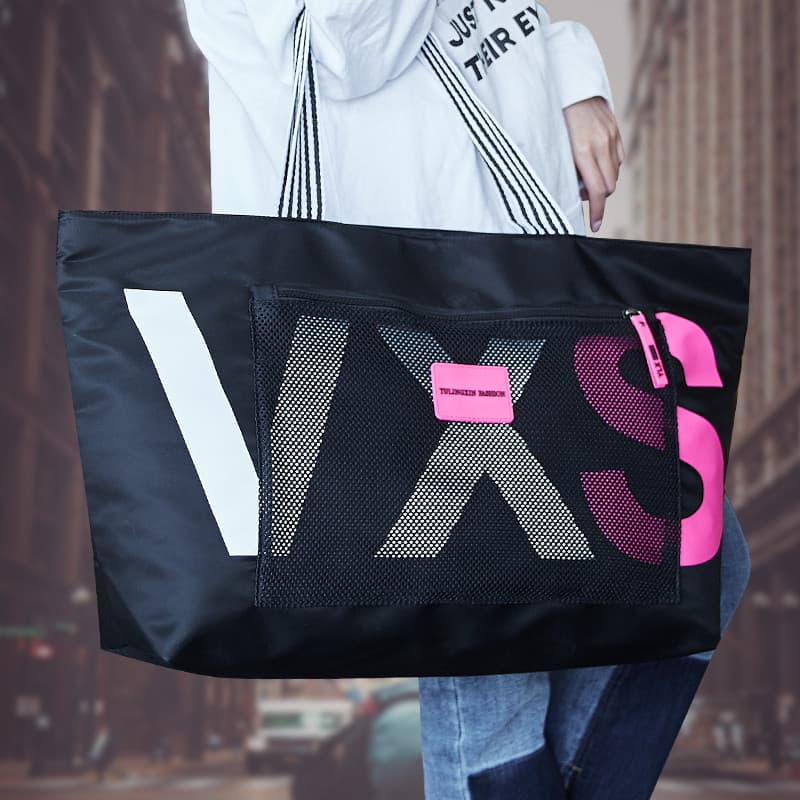 Bolsa de ombro grande capacidade lona feminina saco médio grande Casual ins simples mão pano saco de compras Tote versão