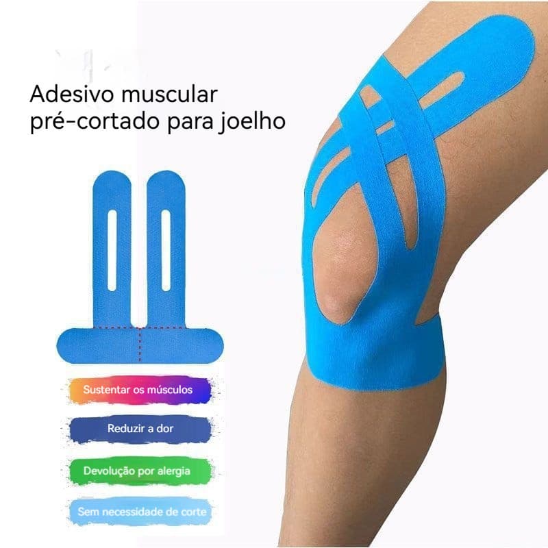 Kit 5 Fita Kinesio Bandagem Elástica Tape Fisioterapia Adesiva Alivia Dor e Lesão