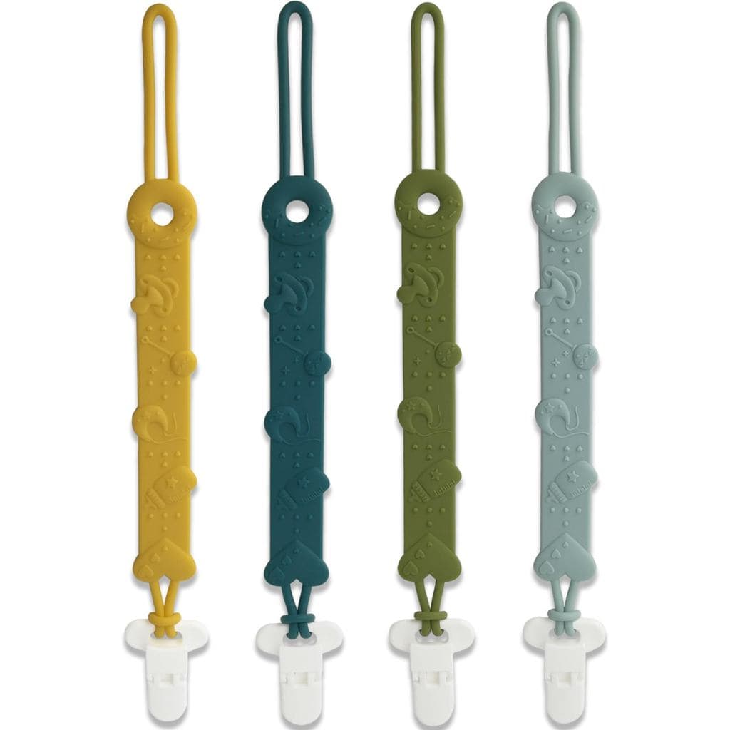 Clipe para Chupeta MOBU, Pacote com 4 Clipes de Silicone para Chupeta, Essenciais para Bebês Meninos e Meninas Recém-Nas